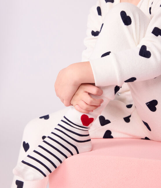 3 paar katoenen kindersokken met streepjes en hartjes variante 1