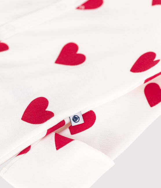 Combisac bébé en coton à col cœurs rouges blanc MARSHMALLOW/rouge TERKUIT