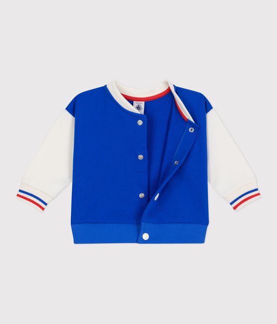 Veste teddy bébé en coton colorblock bleu PERSE/ MILK