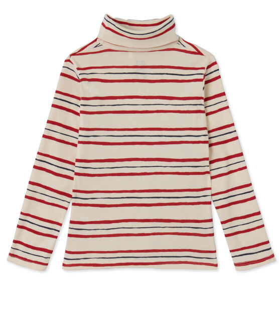 Sous-pull voor meisjes Petit Bateau & Ines de la Fressange Paris beige COQUILLE/wit MULTICO