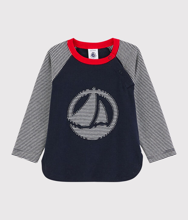 T-shirt colorblock babyjongen blauw/wit