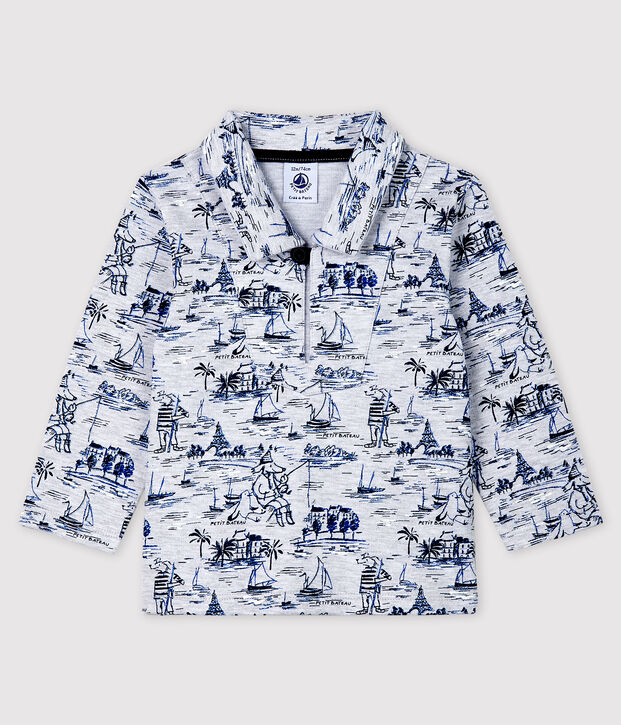 Sweatshirt en molleton imprim&eacute; b&eacute;b&eacute; gar&ccedil;on gris/bleu