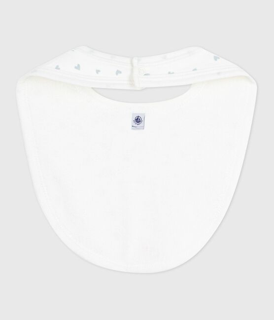 Bavoir naissance en coton imprimé bleu MARSHMALLOW/blanc GOMME