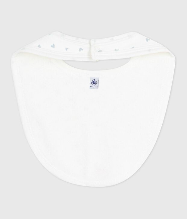 Katoenen babyslabbetje met print wit/blauw
