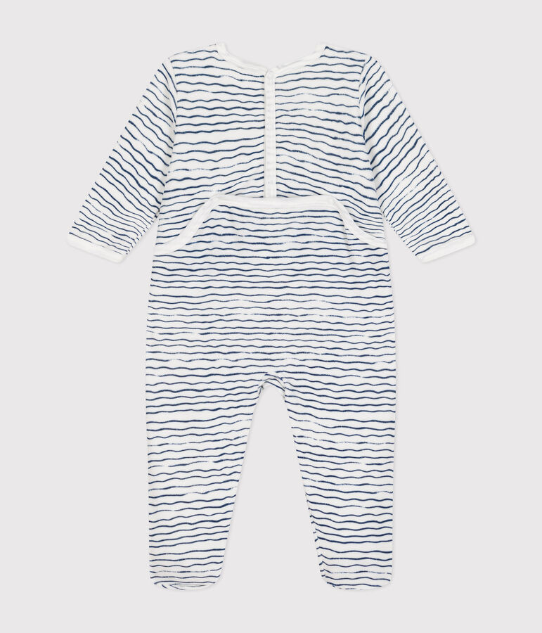 Dors bien en velours b&eacute;b&eacute; blanc/bleu