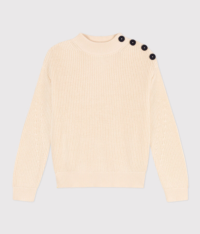 Pull en c&ocirc;te anglaise en coton Femme &eacute;cru