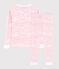 Roze snugfit pyjama met golvenprint van katoen, voor kleine meisjes wit MARSHMALLOW/roze GRETEL