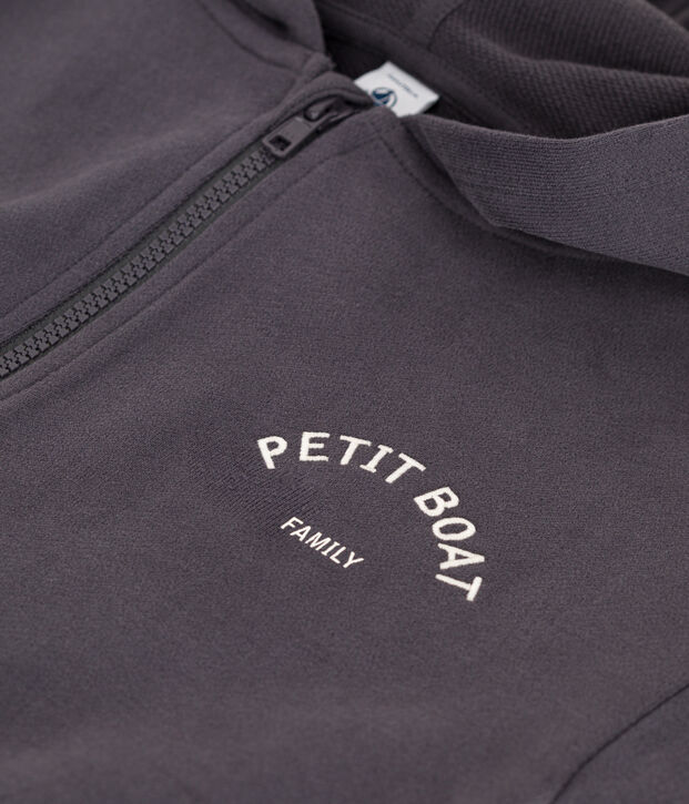 Sweatshirt petit Boat met rits en kap voor jongens grijs