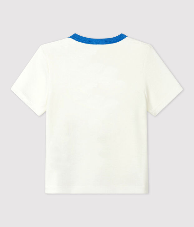 T-shirt met korte mouwen van katoen met marinemotief voor baby's wit