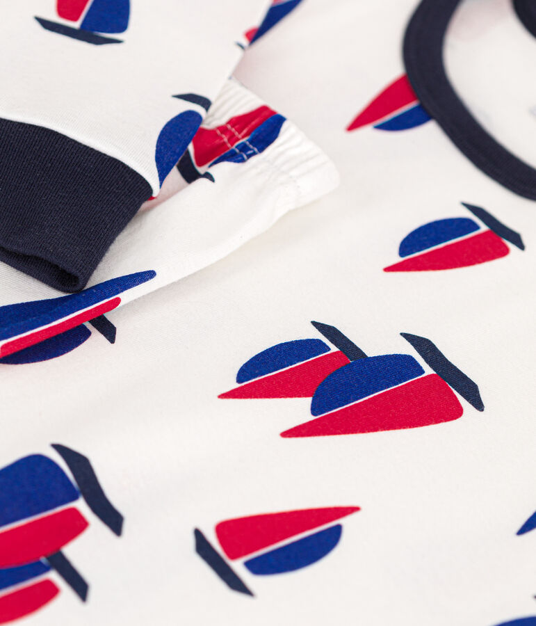 Katoenen tienerpyjama met bootjesmotief wit/multicouleur