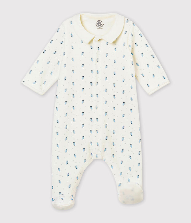 Bodyjama b&eacute;b&eacute; gar&ccedil;on en velours de coton imprim&eacute; blanc/multicouleur