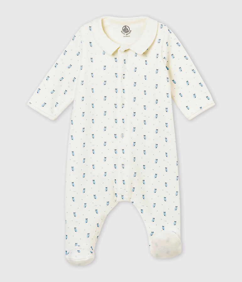Bodyjama b&eacute;b&eacute; gar&ccedil;on en velours de coton imprim&eacute; blanc/multicouleur