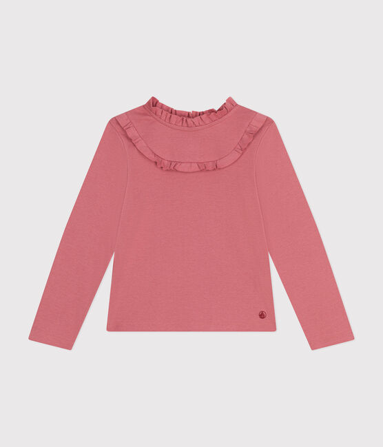 T-shirt met lange mouwen van ribstof voor meisjes roze ROSEWOOD