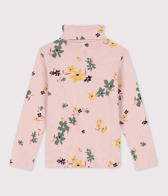 Sous-pull imprimé fleuri en coton enfant fille rose SALINE/blanc MULTICO