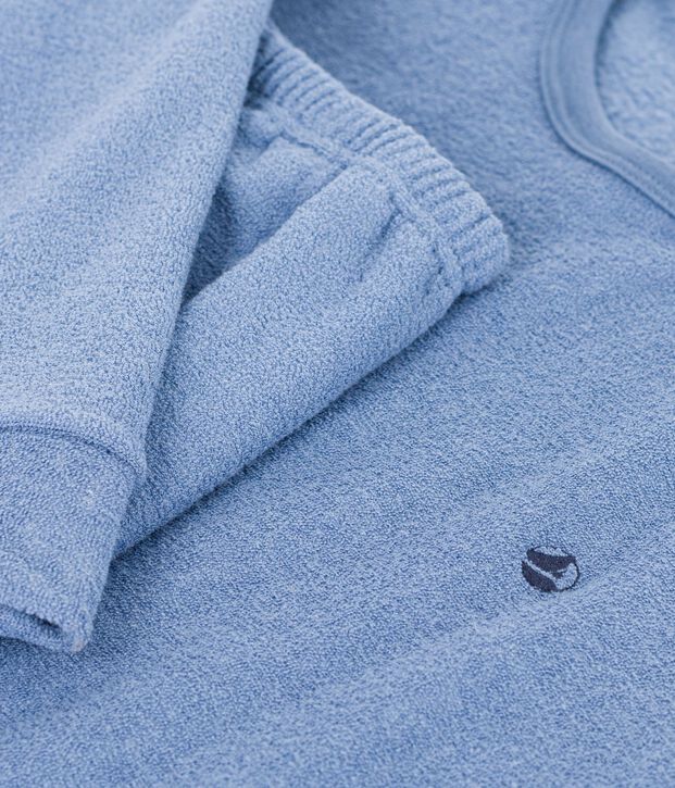 Pyjama enfant en coton &eacute;ponge uni bleu