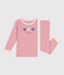 Pyjama enfant en coton manches longues uni rose CHARME