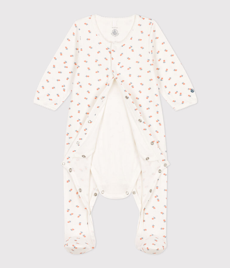 Bodyjama met bloemetjes in tubic voor baby's wit/multicouleur