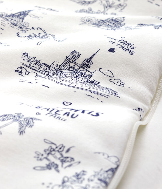 Toile de Jouy Paris slaapzak voor baby's van ribstof wit MARSHMALLOW/blauw MEDIEVAL
