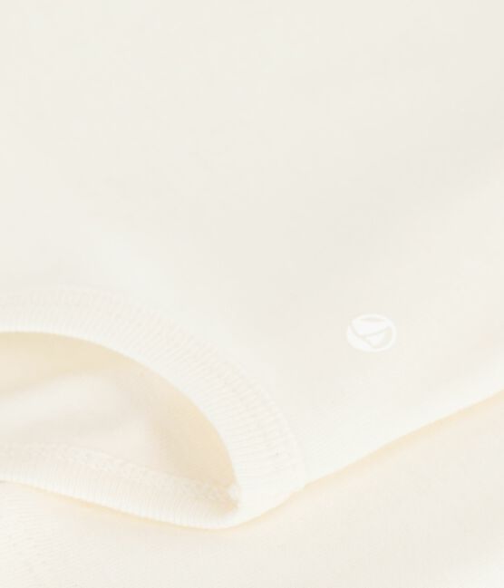 Effen katoenen babybody met rolkraag ecru MILK