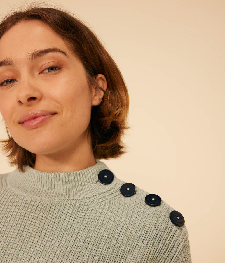 Katoenen trui in Engelse ribstof voor dames groen