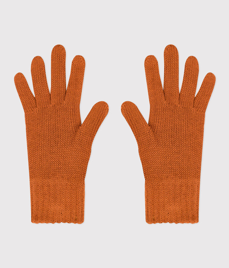 Gants en tricot enfant gar&ccedil;on-fille marron