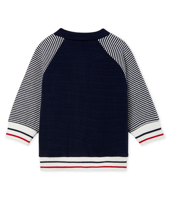 Cardigan van tubic met rits babyjongen blauw SMOKING/wit MARSHMALLOW CN