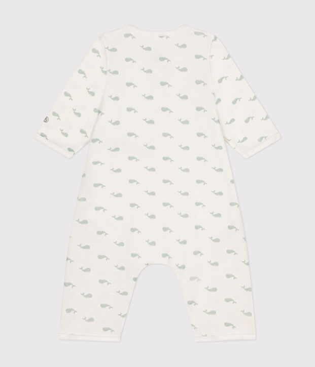Katoenen bodypyjama zonder voetjes voor baby's wit/groen
