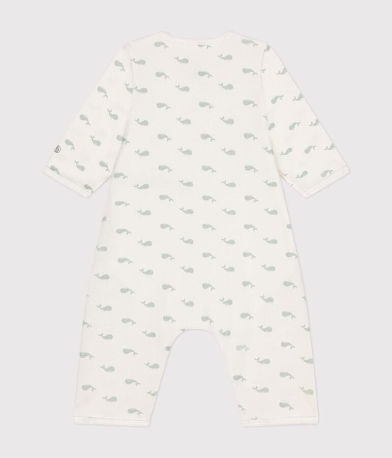 Katoenen bodypyjama zonder voetjes voor baby's wit/groen