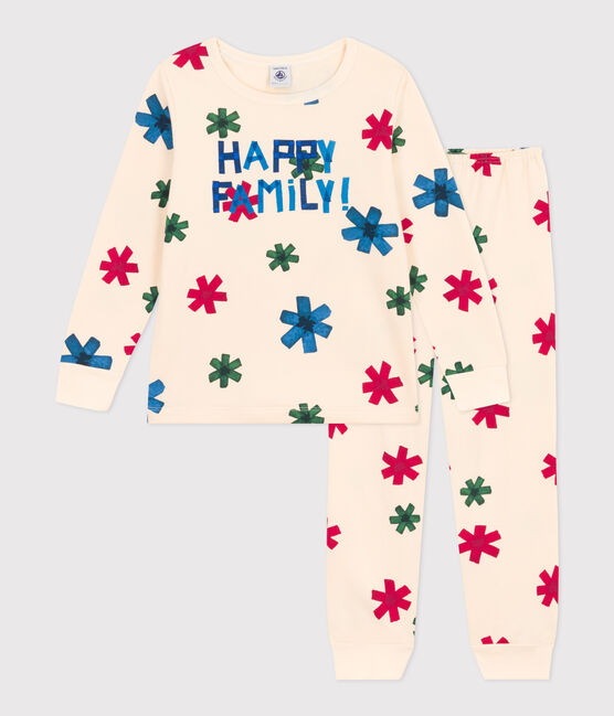 Jongen/meisje pyjama met ster in fleece wit AVALANCHE/ MULTICO