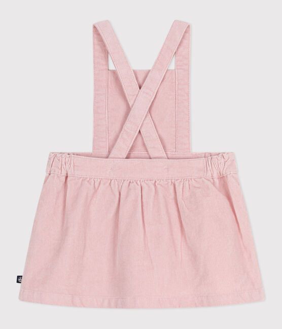 Robe bébé en velours côtelé brodé de fleurs à la ceinture rose JOLI