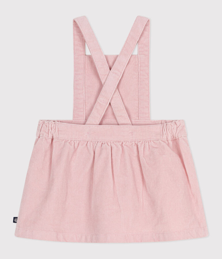 Robe b&eacute;b&eacute; en velours c&ocirc;tel&eacute; brod&eacute; de fleurs &agrave; la ceinture rose JOLI