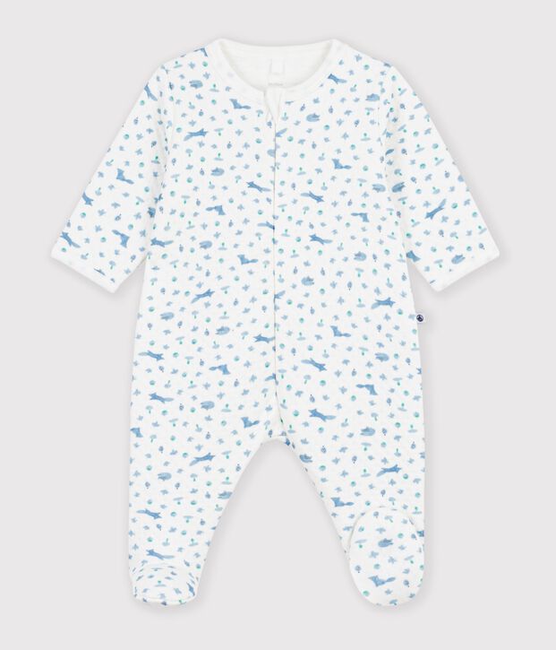 Babypyjama in tubic met vosjesprint wit/multicouleur