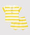 Ensemble 2 pièces rayé en jersey bébé jaune ORGE/blanc MARSHMALLOW