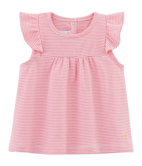 Gestreepte blouse baby meisje roze JOUE/wit ECUME