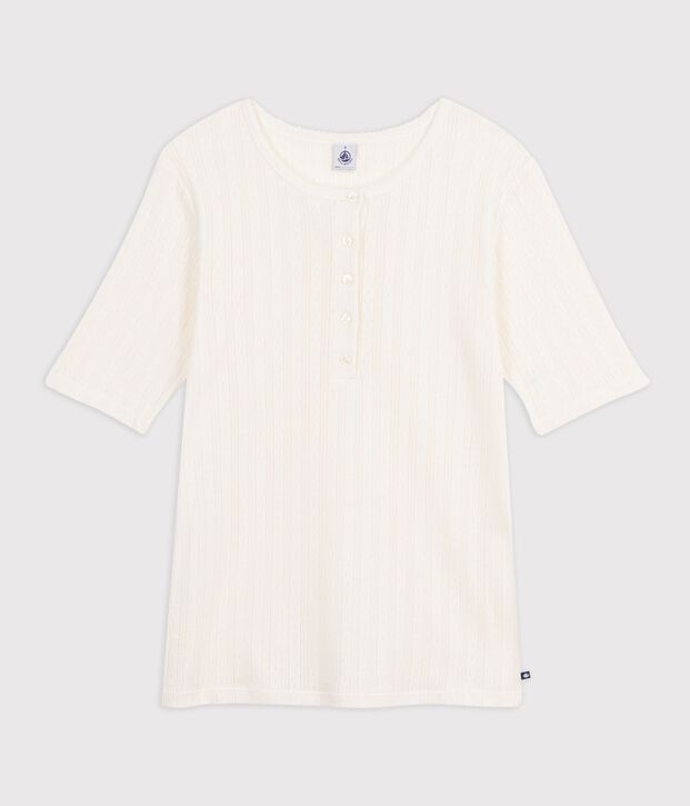 Dames-T-shirt van effen katoen met korte mouwen MILK