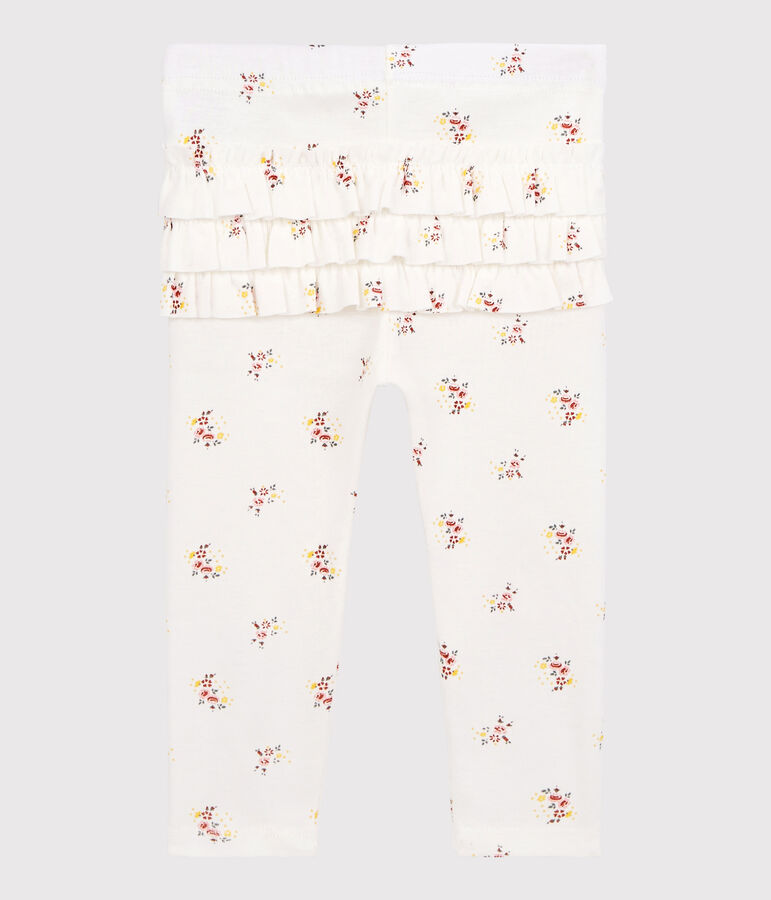 Katoenen legging met print voor babymeisjes wit MARSHMALLOW/wit MULTICO