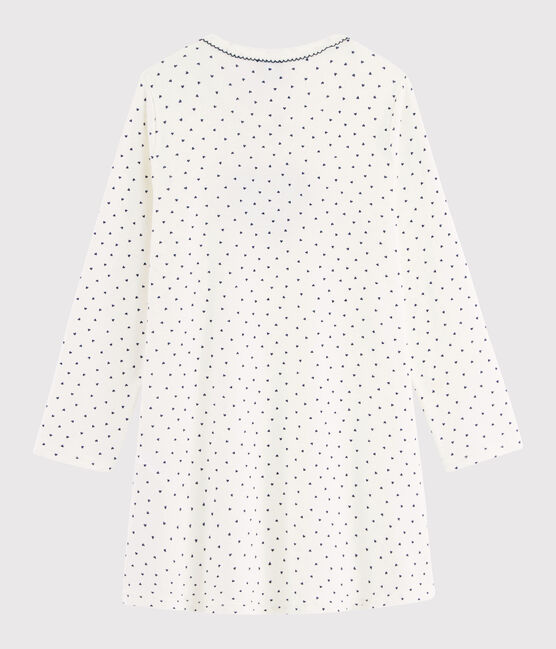Chemise de nuit mini cœurs petite fille en côte blanc MARSHMALLOW/bleu MEDIEVAL