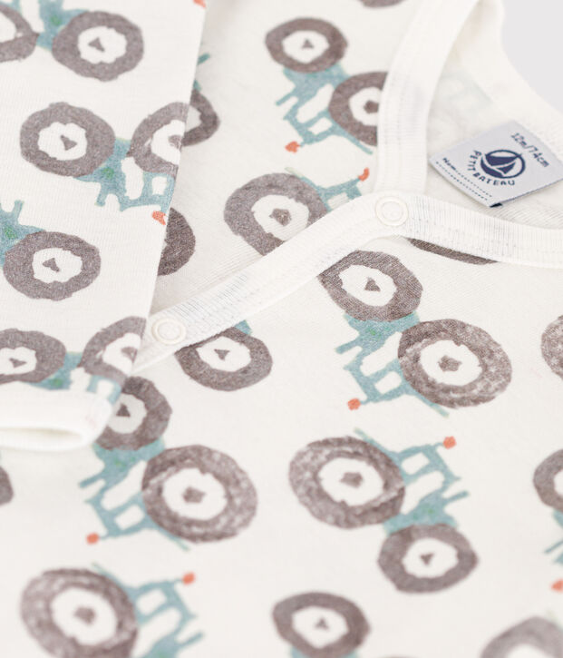 Katoenen babypyjama zonder voetjes wit/multicouleur