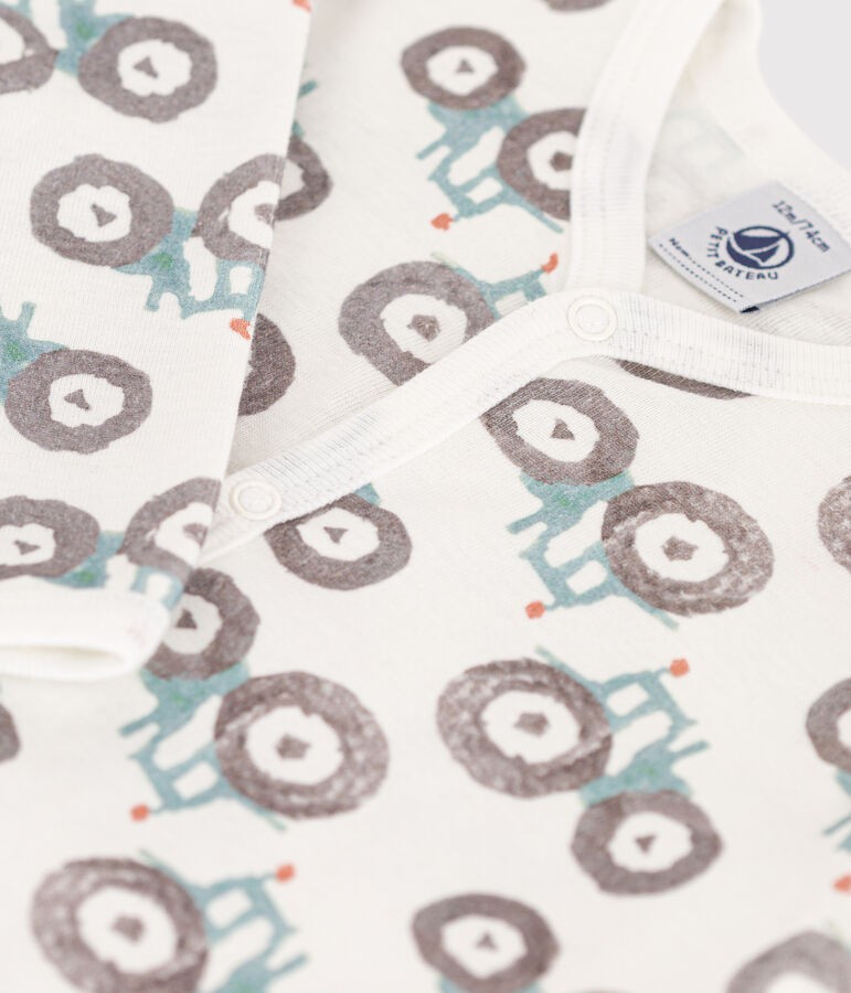 Pyjama b&eacute;b&eacute; sans pieds en coton blanc/multicouleur