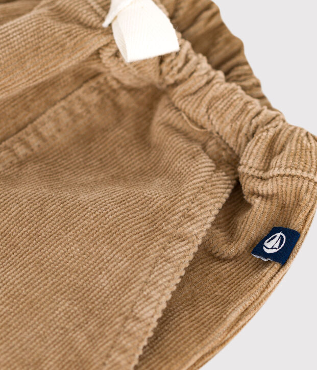Pantalon b&eacute;b&eacute; en velours uni beige