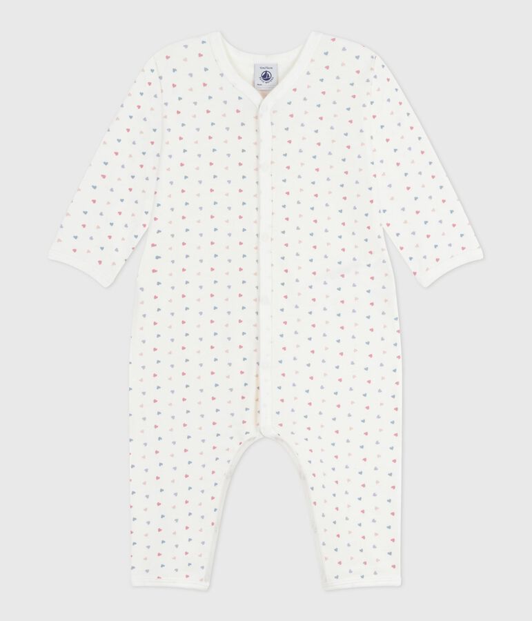 Pyjama b&eacute;b&eacute; sans pieds en coton imprim&eacute; blanc/bleu