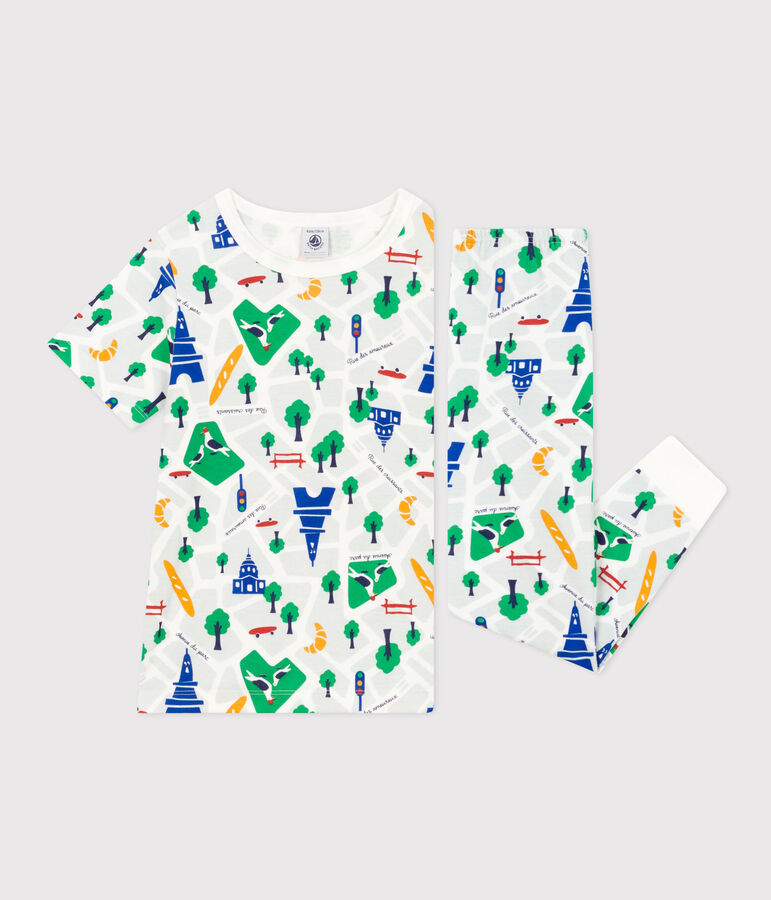 Katoenen pyjama met print van Parijs voor kinderen wit MARSHMALLOW/wit MULTICO