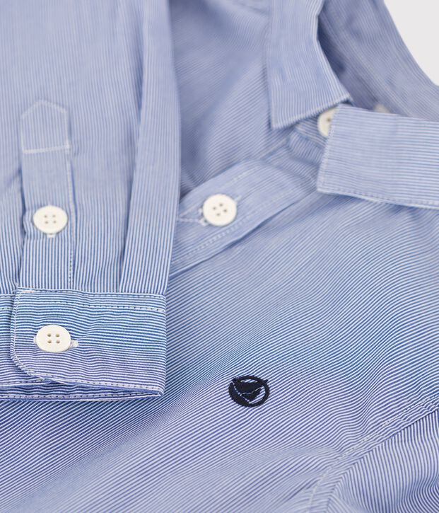 Chemise en popeline enfant gar&ccedil;on bleu/blanc