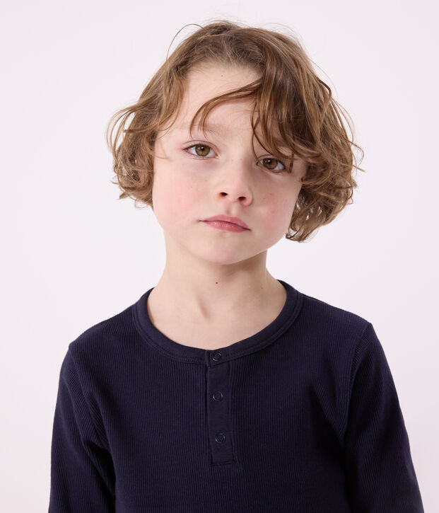 Pyjama uni en coton enfant bleu marine