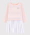 Robe manches longues enfant fille rose/gris