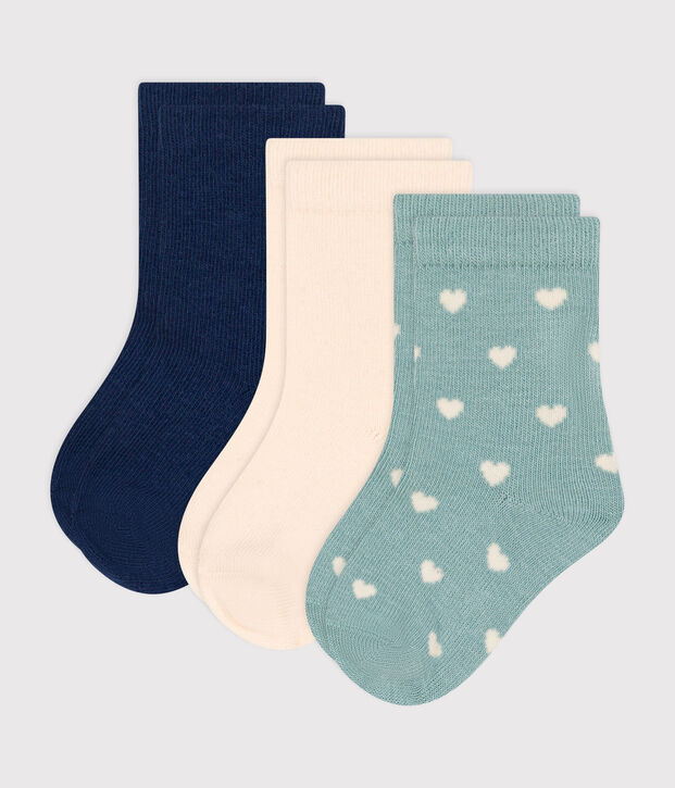 3 paires de chaussettes en coton c&oelig;urs b&eacute;b&eacute; multicouleur