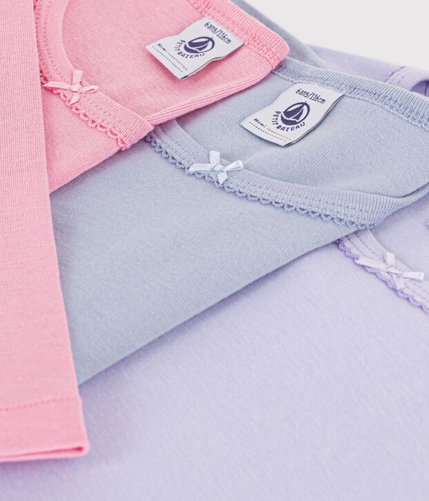 Lot de tee-shirts enfant en coton manches longues unis multicouleur