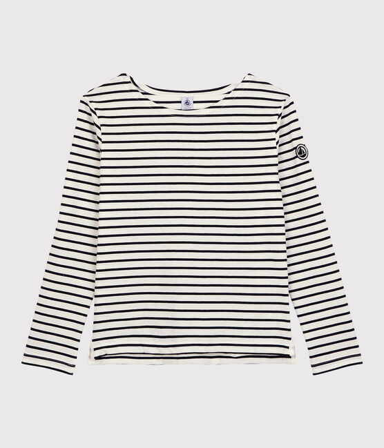 Marinière légère en coton Femme blanc MARSHMALLOW/bleu SMOKING