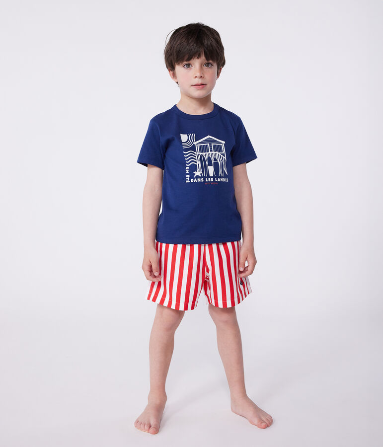 Teeshirt enfant en coton manches courtes imprim&eacute; bleu