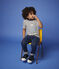 Jersey T-shirt met korte mouwen voor jongens wit MARSHMALLOW/blauw SMOKING